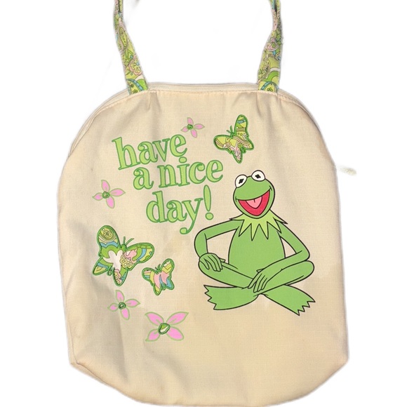 • Kermit The Frog “Have a nice day”  Canvas Zip Up Tote bag • - Picture 2 of 5